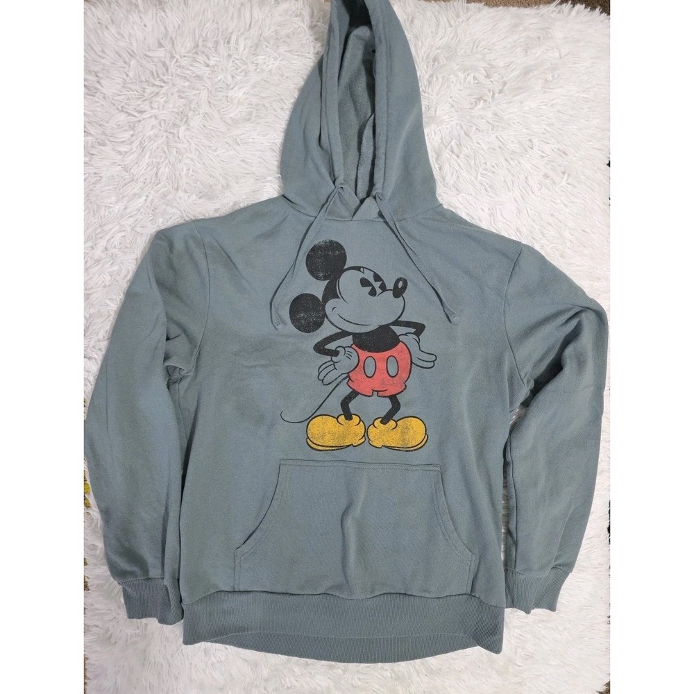 Disney Mickey Mouse Men's Long Sleeve Fleece Hoodie,‎ Size Large Blueish Grey